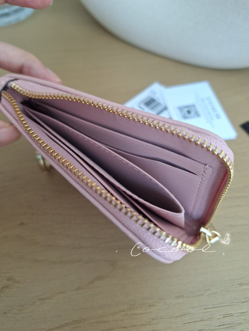 NWT Coach Women’s Zip Card Case Wallet Pink Signature Logo Keychain Charm - Picture 7 of 8